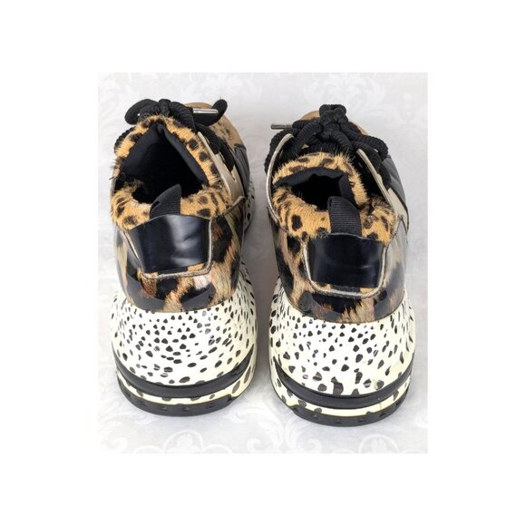 Steve Madden Cliff Wedge Sneakers Animal Print Leather Low Top Lace Up Size 9M - Picture 5 of 7